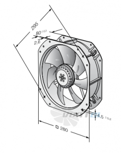 Габаритные размеры Ebmpapst W2E250-HL06-01