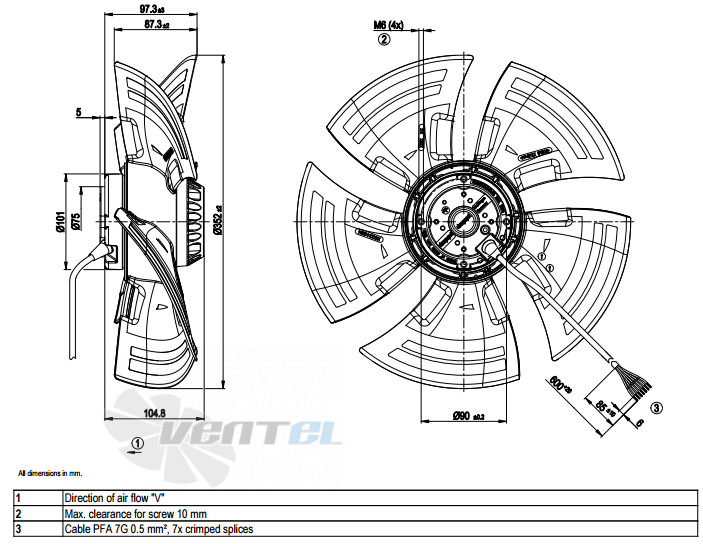 Габаритные размеры A4D350-AN08-01