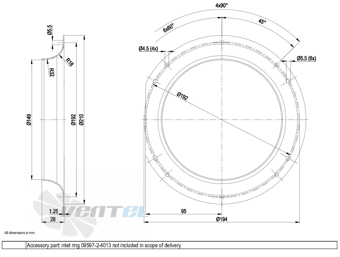 Габаритные размеры Ebmpapst R3G180-AR01-01 Габаритные размеры Ebmpapst R3G180-AR01-01