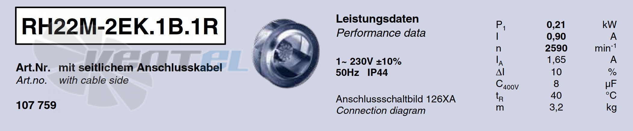 Характеристики Ziehl-abegg RH22M-2EK.1B.1R