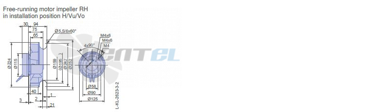 Ziehl-abegg RH22V-6IP.0B.1R габаритные и присоединительные размеры, диаметр, рабочее колесо