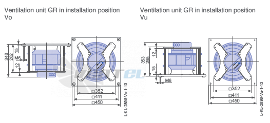 Ziehl-abegg ER31C-ZID.DG.CR 3ф 380V габаритные и присоединительные размеры, диаметр, рабочее колесо