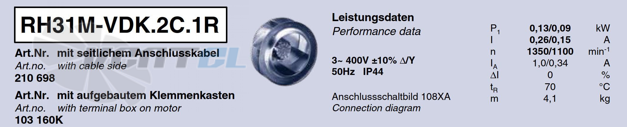 Характеристики Ziehl-abegg RH31M-VDK.2C.1R