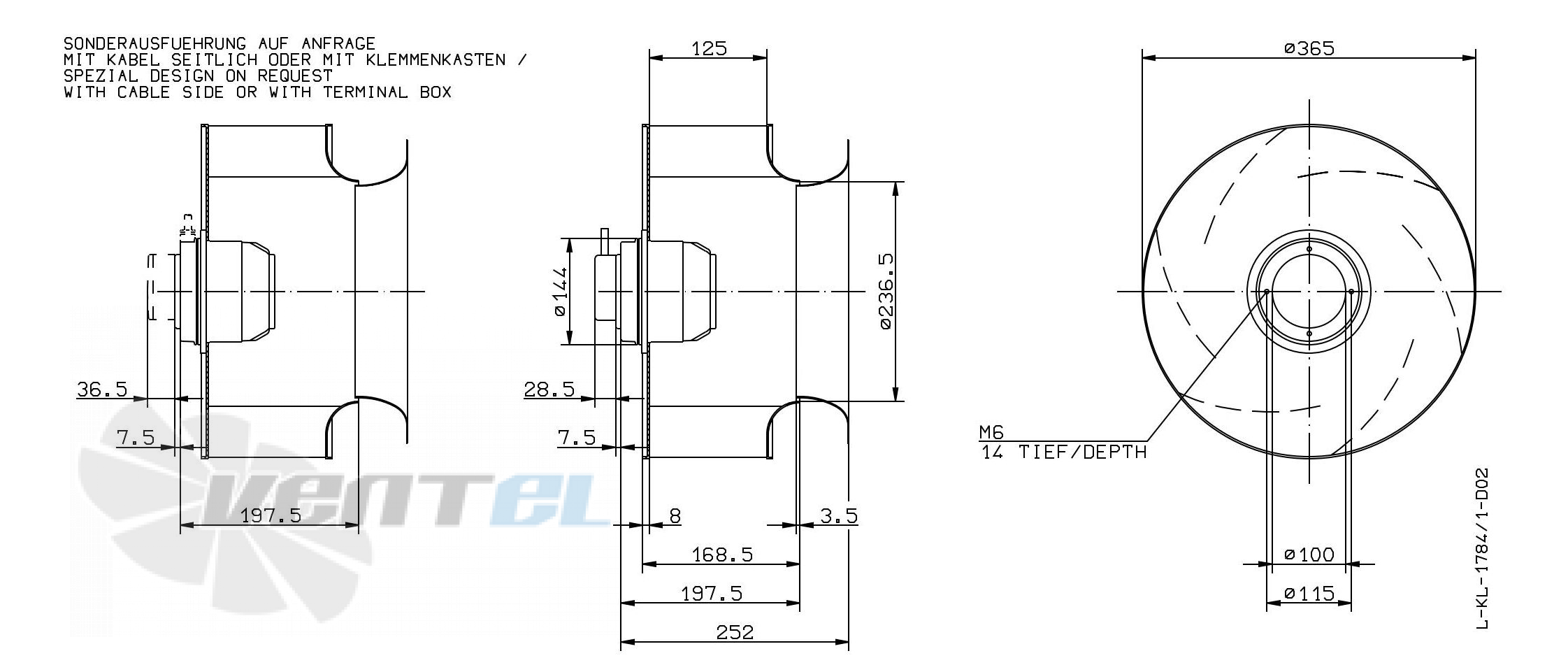 Габаритные и присоединительные размеры Ziehl-abegg RH35M-6DK.4A.1RR