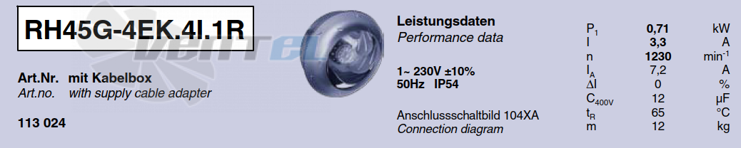 Характеристики Ziehl-abegg RH45G-4EK.4I.1R