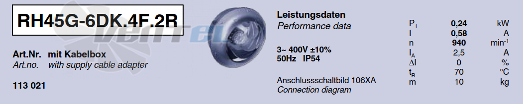 Характеристики Ziehl-abegg RH45G-6DK.4F.2R