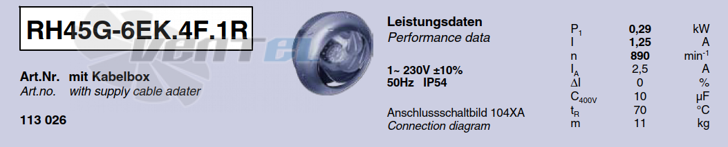 Характеристики Ziehl-abegg RH45G-6EK.4F.1R