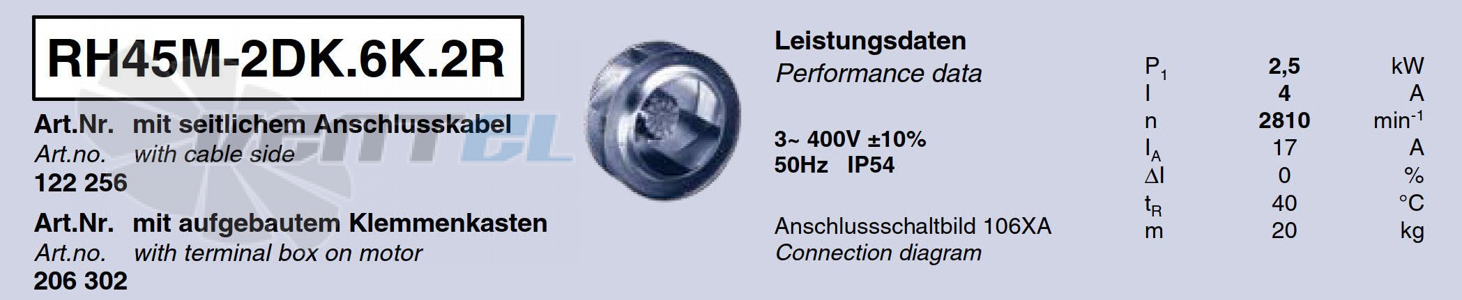 Характеристики Ziehl-abegg RH45M-2DK.6K.2R