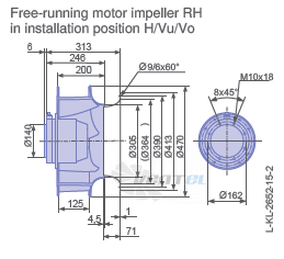 Ziehl-abegg RH45V-4EK.6F.1R габаритные и присоединительные размеры, диаметр, рабочее колесо