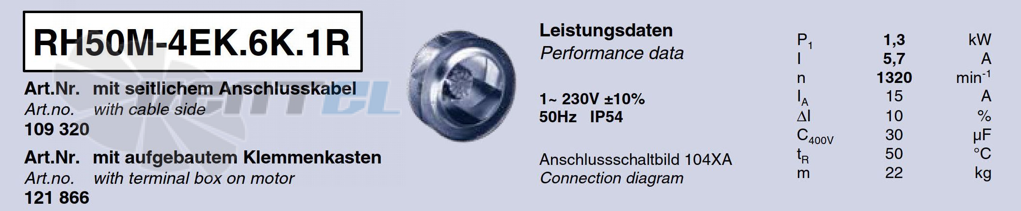 Характеристики Ziehl-abegg RH50M-4EK.6K.1R