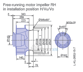 Ziehl-abegg RH50V-4EK.6K.1R габаритные и присоединительные размеры, диаметр, рабочее колесо