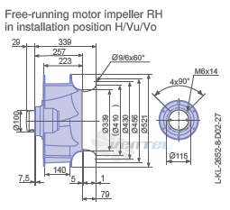 Ziehl-abegg RH50V-8DK.4C.1R габаритные и присоединительные размеры, диаметр, рабочее колесо
