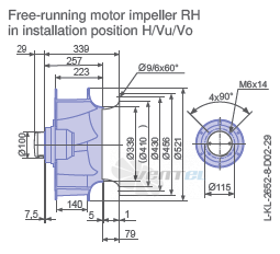 Ziehl-abegg RH50V-8EK.4F.1R габаритные и присоединительные размеры, диаметр, рабочее колесо