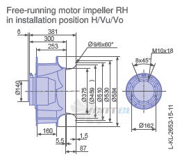 Ziehl-abegg RH56V-6DK.6F.1R габаритные и присоединительные размеры, диаметр, рабочее колесо