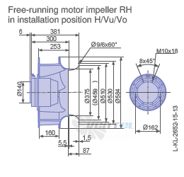 Ziehl-abegg RH56V-6EK.6K.1R габаритные и присоединительные размеры, диаметр, рабочее колесо