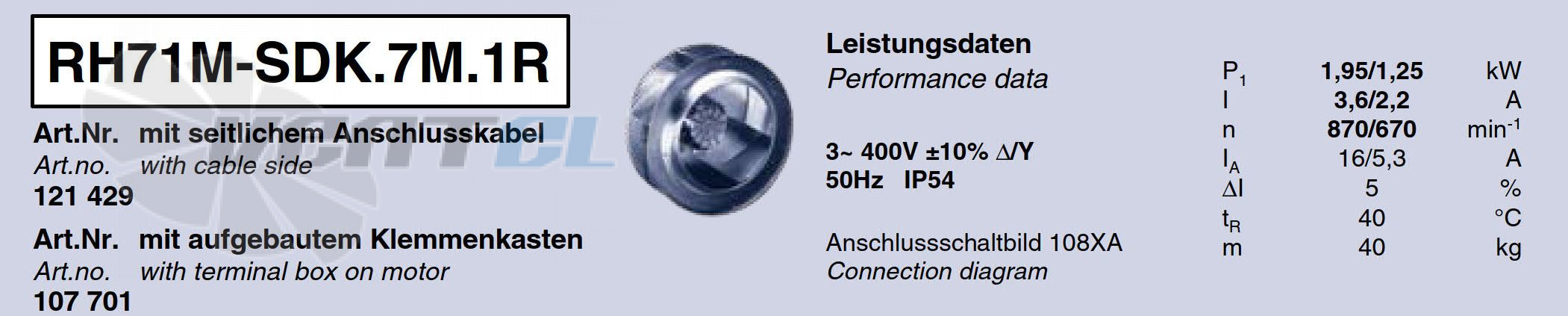 Характеристики Ziehl-abegg RH71M-SDK.7M.1R