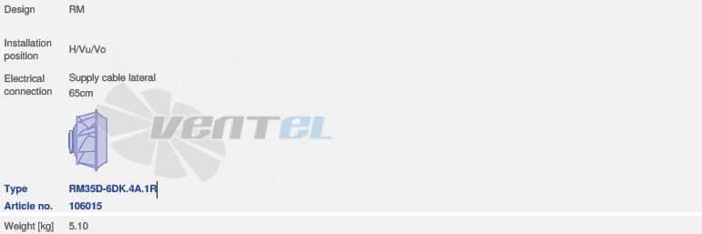 вентилятор RM35D-6DK.4A.1R исполнение, артикул,