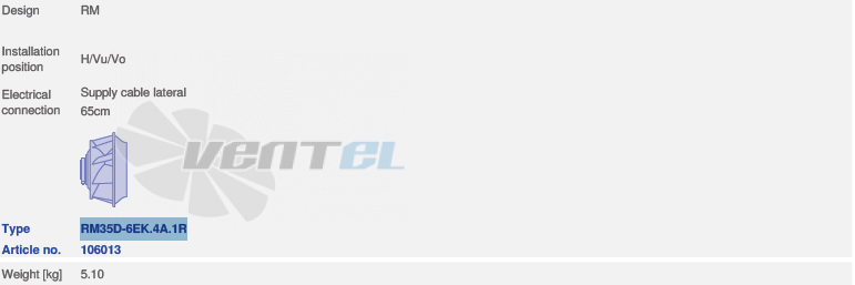 вентилятор RM35D-6EK.4A.1R исполнение, артикул,