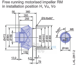 Ziehl-abegg RM45D-ZIK.DG.1R габаритные и присоединительные размеры, диаметр, рабочее колесо