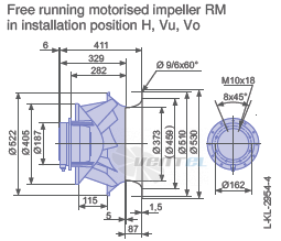 Ziehl-abegg RM50D-4DK.6F.1R габаритные и присоединительные размеры, диаметр, рабочее колесо