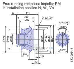 Ziehl-abegg RM50D-4EK.6K.1R габаритные и присоединительные размеры, диаметр, рабочее колесо