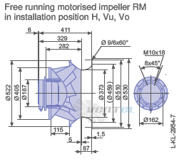 Ziehl-abegg RM50D-6DK.6C.1R габаритные и присоединительные размеры, диаметр, рабочее колесо