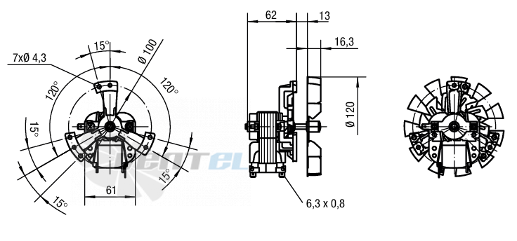 Габаритные размеры Ebmpapst RRL120-3020LH