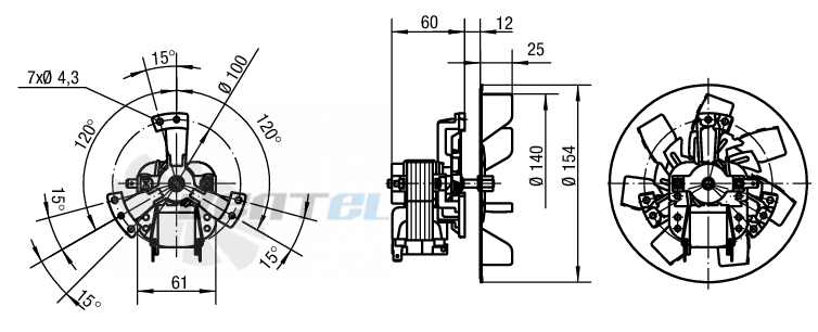 Габаритные размеры Ebmpapst RRL140-3020LH