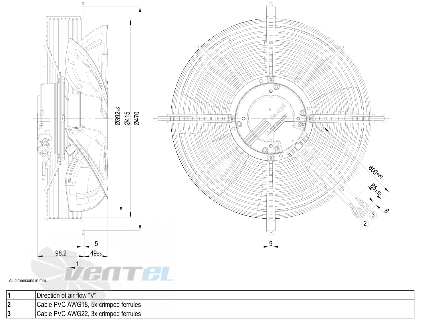 Габаритные размеры S3G400-LC22-51