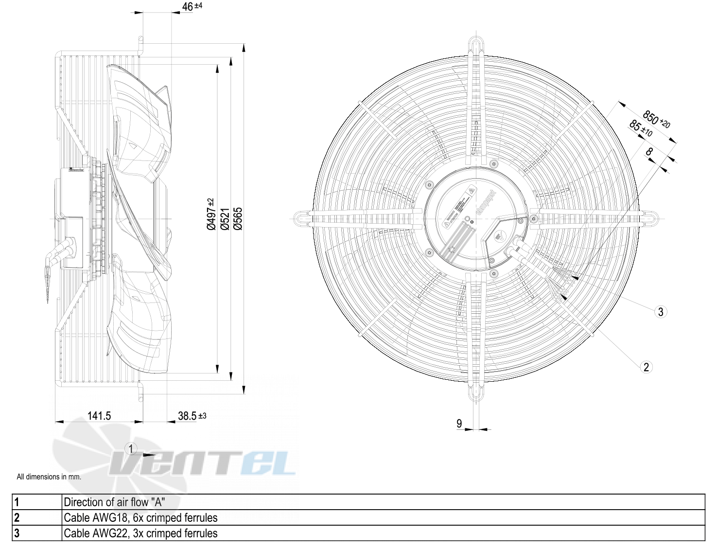 Габаритные размеры S3G500-AN33-02