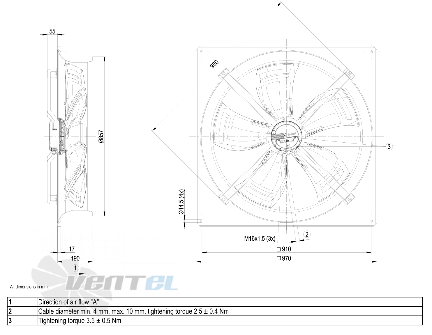 Габаритные размеры W3G800-DO81-35