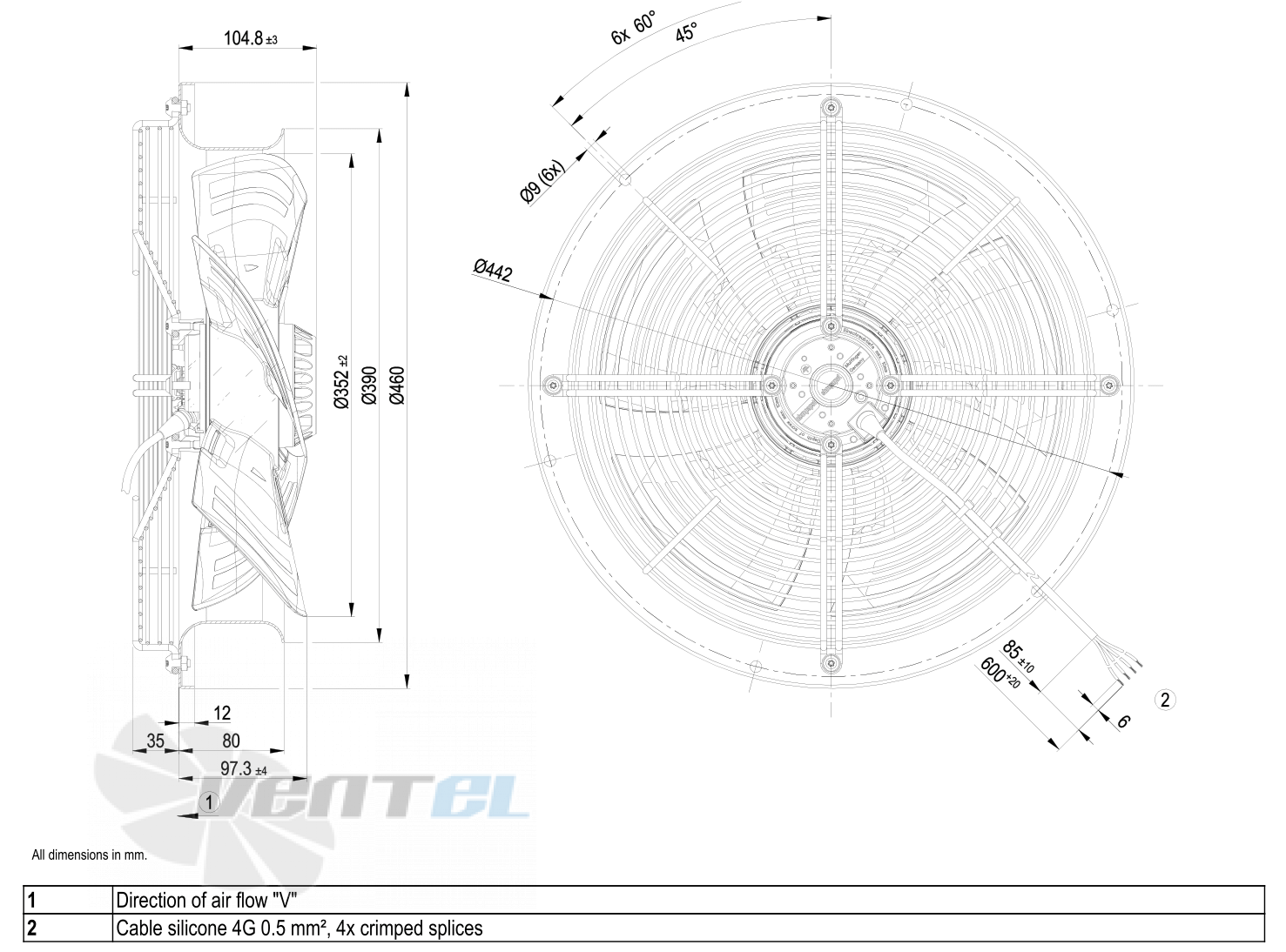 Габаритные размеры W6E350-CN24-30